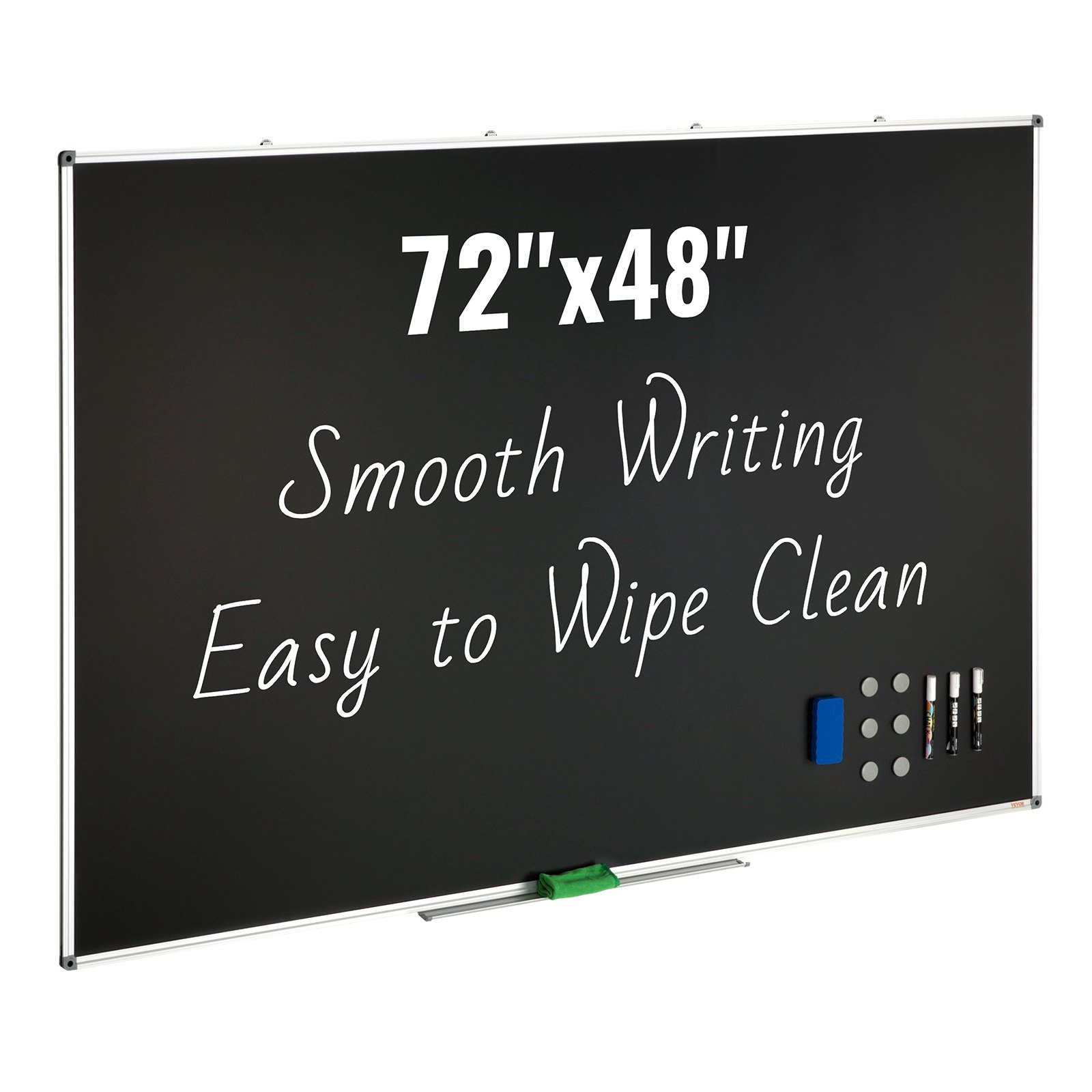 VEVOR Pizarra Magnética 122x183 cm Pizarra Negra de Borrado en Seco con Marco de Aluminio Montaje Fácil en Pared con 3 Rotuladores 1 Borrador 6 Imanes para Presentaciones Trabajo Oficina Casa Escuela