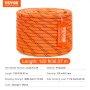 VEVOR Cuerda de Poliéster Trenzado doble Naranja y Negro, 9.5 mm x 36.57 m, 48 ​​hebras, 17.79 kN de Resistencia a la Rotura Cuerda de Escalada al Aire Libre para Senderismo en Roca, Camping, Columpio