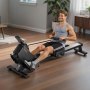 VEVOR Magnetic Rowing Machine,16-Level Quiet Resistance Adjustable, Foldable Rower Machine for Home, 158kg Weight Capacity, Row Machines with Smooth Pulley Design, Bluetooth APP Compatible & LCD Monitor
