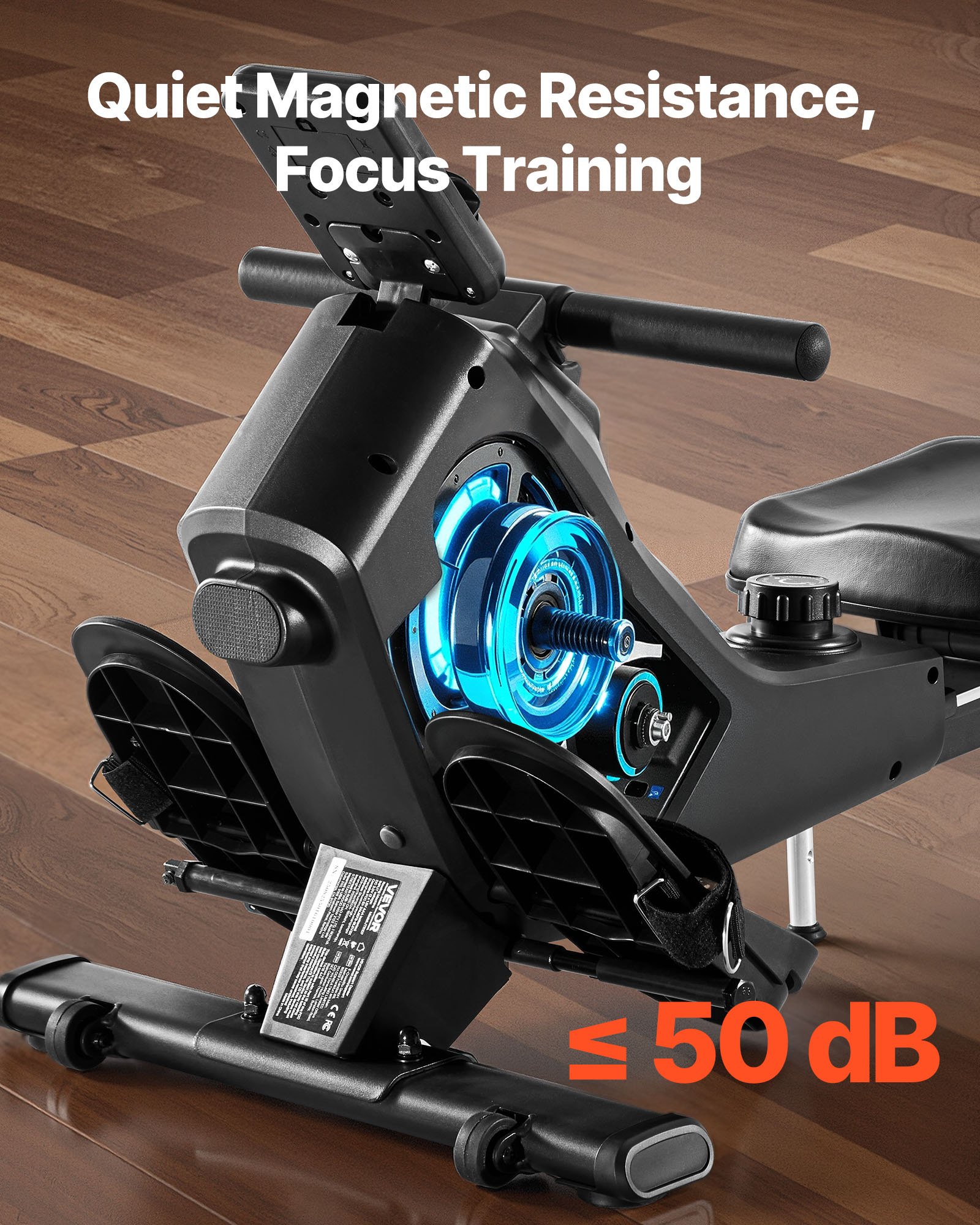 VEVOR Magnetic Rowing Machine,16-Level Quiet Resistance Adjustable, Foldable Rower Machine for Home, 158kg Weight Capacity, Row Machines with Smooth Pulley Design, Bluetooth APP Compatible & LCD Monitor