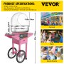 VEVOR 1030w Máquina de algodón de azúcar con soporte de carrito de 20,5 "cubierta