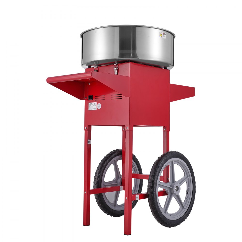 VEVOR Máquina Eléctrica de Algodón de Azúcar con Carro, Máquina Comercial de Algodón de Azúcar de 1000 W con Tazón de Acero Inoxidable, Cuchara de Azúcar y Cajón, para el Hogar, Fiesta Familiar, Rojo