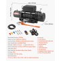 VEVOR Cabrestante Eléctrico, 6100 kg, 12 V CC, con Cable Sintético de 26 m, Control Remoto Inalámbrico y con Cable, IP55, para Remolcar SUV, Jeeps, Remolques y Barcos, 534 x 160 x 215 mm, Negro