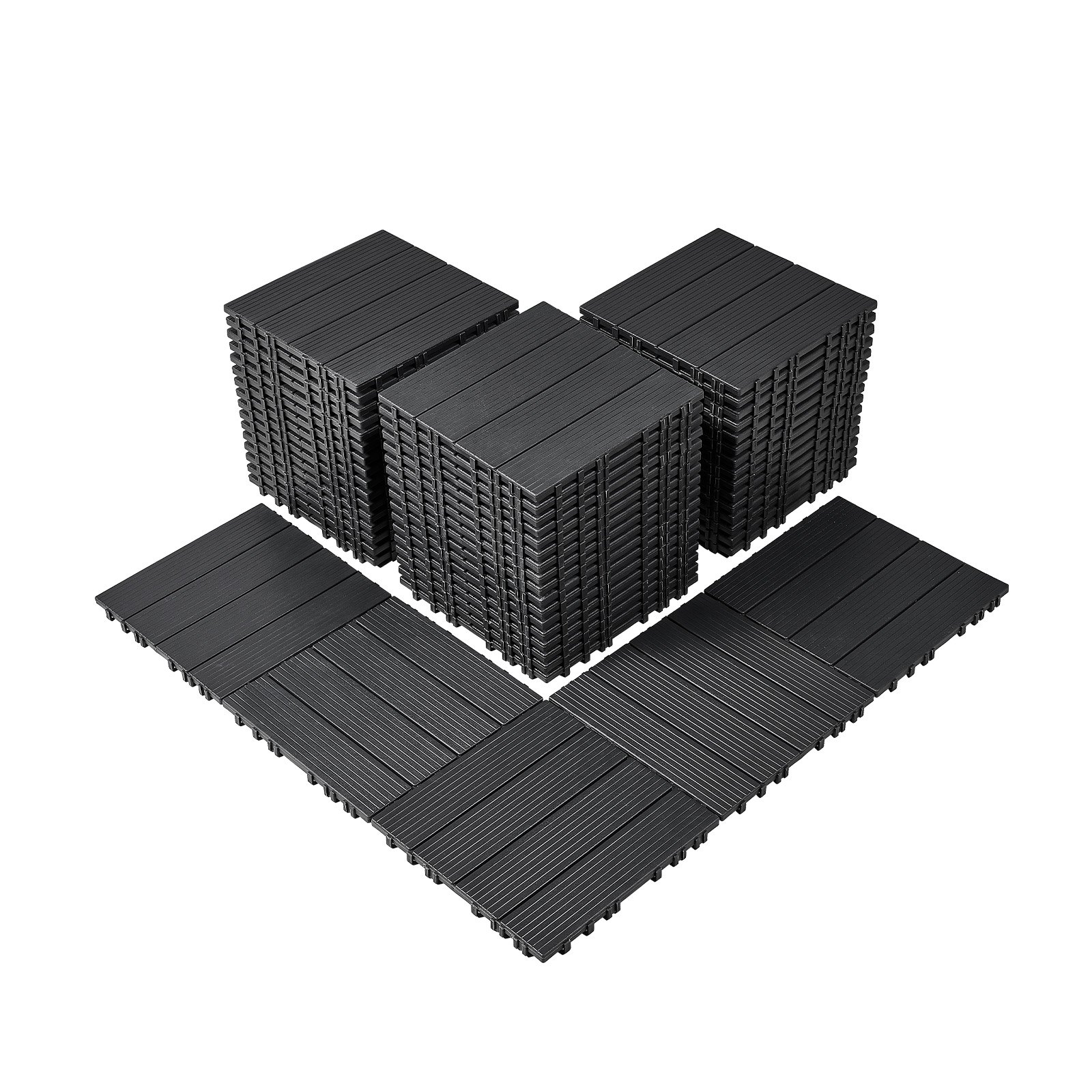 VEVOR Azulejos Entrelazados para Terraza, de Plástico, Resistentes al Agua, para Uso en Exteriores, para Todo Tipo de Climas, para Porches, Piscinas, Balcones, Gris Oscuro, 300 x 300 x 20 mm, 54 uds