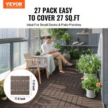 VEVOR Baldosas Entrelazadas WPC+PP para Porches Marrón 300 x 300 x 20 mm 27 uds