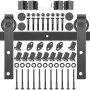 VEVOR Kit de Herrajes para Puerta Corredera 396 cm Kit de Riel para Puerta Doble Acero al Carbono Guía para Puerta Corredera Carga 150 kg Puerta Máx. 198 cm Espesor 35-45 mm Granero Garaje