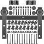 VEVOR Kit de Herrajes para Puerta Corredera 16 Pies/487 cm Kit de Riel para Puerta Doble Acero al Carbono Guía para Puerta Corredera Carga 150 kg Puerta Máx. 244 cm Espesor 35-45 mm Granero Garaje