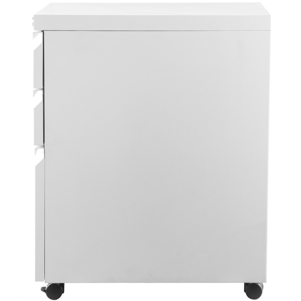 VEVOR Cajonera de Oficina, 50x40x62 cm, Archivador Móvil de 3 Cajones con Cerradura y Rieles de Suspensión Ajustables , Armario Archivador con 5 Ruedas y Frenos, Blanco Adecuado para Hogar y Oficina