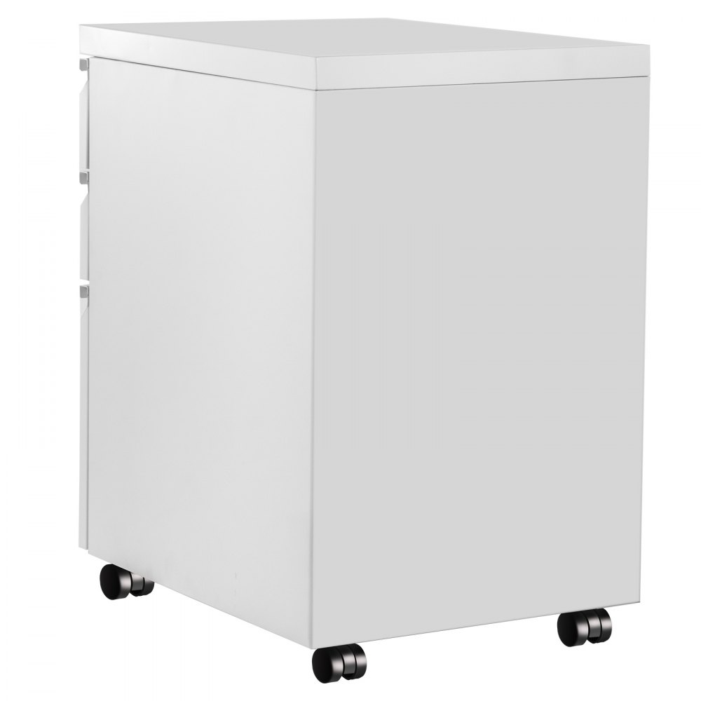 VEVOR Cajonera de Oficina, 50x40x62 cm, Archivador Móvil de 3 Cajones con Cerradura y Rieles de Suspensión Ajustables , Armario Archivador con 5 Ruedas y Frenos, Blanco Adecuado para Hogar y Oficina