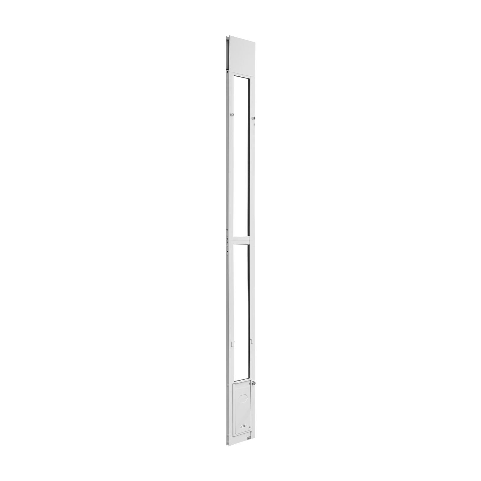 VEVOR Puerta Corrediza de Vidrio con Entrada para Perros, Altura Ajustable, Puerta para Mascota 20,6 x 13,3 cm, Compatible con Perros Pequeños, Marco de Aluminio, para Patio Balcón Terraza, Blanco