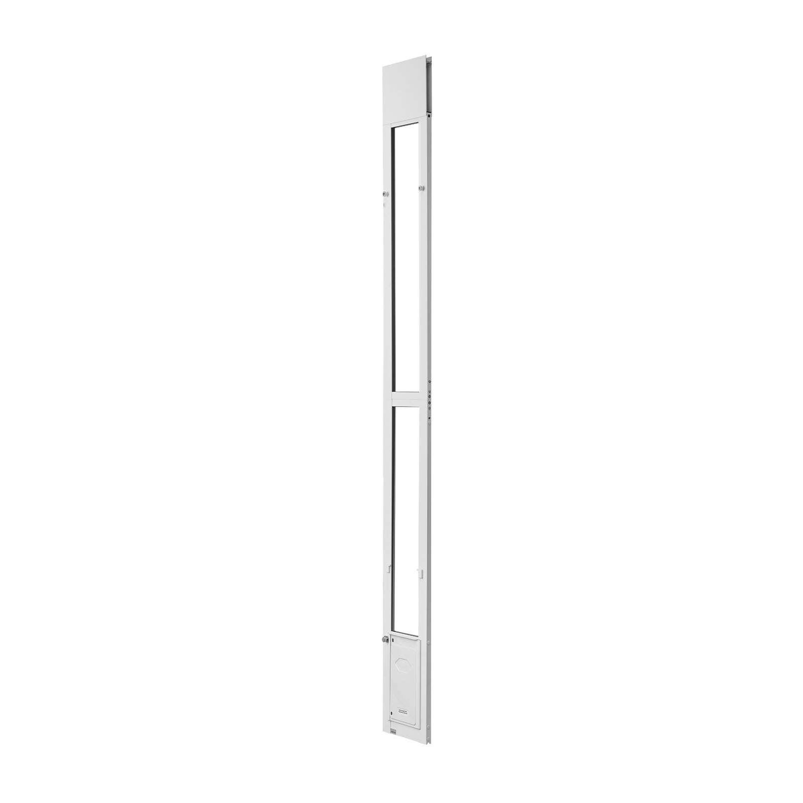 VEVOR Puerta Corrediza de Vidrio con Entrada para Perros, Altura Ajustable, Puerta para Mascota 20,6 x 13,3 cm, Compatible con Perros Pequeños, Marco de Aluminio, para Patio Balcón Terraza, Blanco