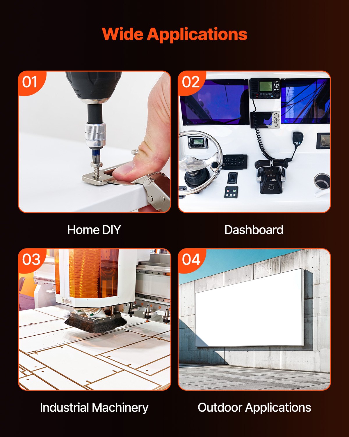 VEVOR HDPE plastic sheet, 1pc. High-density polyethylene sheet, 1219 x 610 mm, 13 mm thick, adaptable sheets, ideal for DIY projects, heavy industrial equipment, white