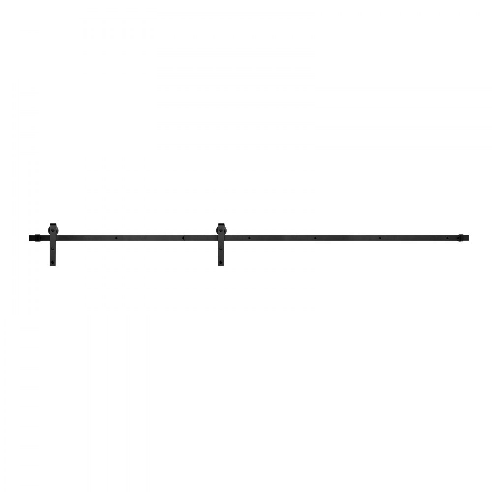 VEVOR Kit de Herrajes para Puerta Corrediza de Granero Riel de 3 m para Una Sola Puerta Ancho Máximo de 152 cm Espesor de 34,92-44,45 mm Carga de 150 kg Rodillo en Forma de J para Hogar, Negro