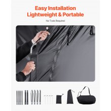 VEVOR Tienda de Campaña para Guardar Bicicletas, Tienda Impermeable 2030 x 1220 x 1690 mm para 3 o 4 Bicicletas con Ventana Ventilada, Fibra de Vidrio de Alta Resistencia y Cremalleras Dobles, Negro