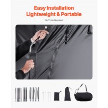 VEVOR Tienda de Campaña para Guardar Bicicletas, Tienda Impermeable 2260 x 1510 x 1970 mm para 4 o 5 Bicicletas con Ventana Ventilada, Fibra de Vidrio de Alta Resistencia y Cremalleras Dobles, Negro