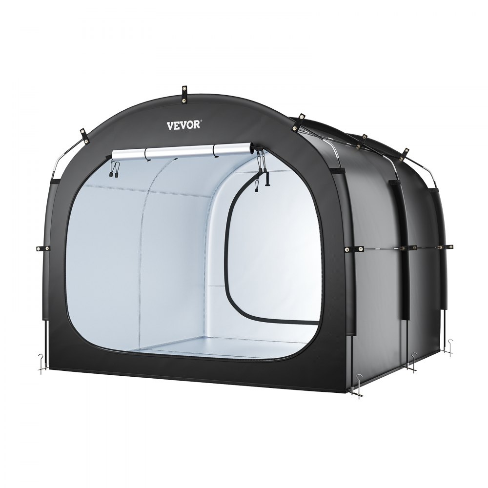VEVOR Tienda de Campaña para Guardar Bicicletas, Tienda Impermeable 2240 x 2470 x 1980 mm para 5 Bicicletas con Ventana Ventilada, Fibra de Vidrio de Alta Resistencia y Cremalleras Dobles, Negro