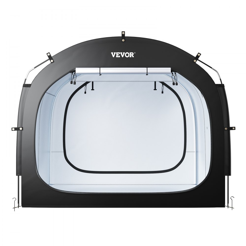 VEVOR Tienda de Campaña para Guardar Bicicletas, Tienda Impermeable 2240 x 2470 x 1980 mm para 5 Bicicletas con Ventana Ventilada, Fibra de Vidrio de Alta Resistencia y Cremalleras Dobles, Negro
