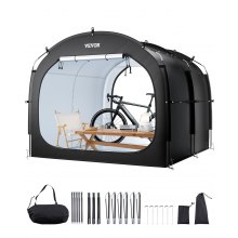 VEVOR Tienda de Campaña para Guardar Bicicletas, Tienda Impermeable 2240 x 2470 x 1980 mm para 5 Bicicletas con Ventana Ventilada, Fibra de Vidrio de Alta Resistencia y Cremalleras Dobles, Negro