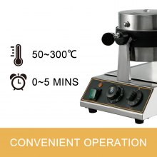 VEVOR Maquina Gofres Gofrera Eléctrica Comercial Diseño Rotativo 180 ° 4uds 1100W Anti-escaldado