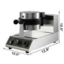 VEVOR Maquina Gofres Gofrera Eléctrica Comercial Diseño Rotativo 180 ° 4uds 1100W Anti-escaldado