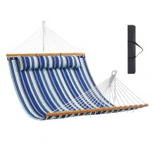 VEVOR Hamaca Doble de Tela Acolchada Hamaca Doble 12 pies con Barras Esparcidoras de Madera Dura Hamaca Acolchada para 2 Personas con Almohada Extraíble y Cadenas para Patio, Playa, 480 libras