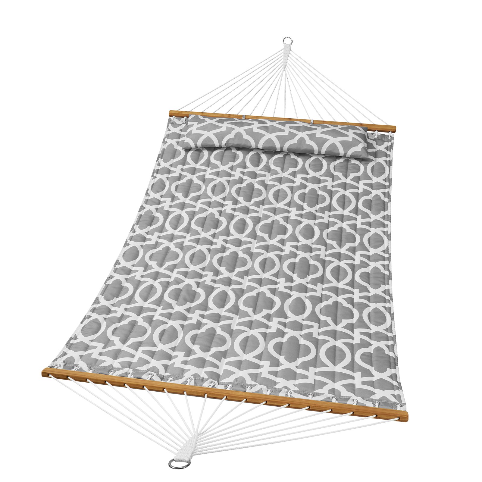 VEVOR Hamaca Doble de Tela Acolchada Carga de 480 Libras Hamaca Doble Con Barras Separadoras de Madera Dura para 2 Personas con Almohada Extraíble y Cadenas para Acampar al Aire Libre, Patio, Playa