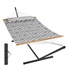 VEVOR Hamaca para 2 Personas con Soporte Incluido Resistente 480 libras Hamaca Doble con Soporte de Acero 12 pies y Bolsa de Transporte Portátil y Almohada para Patio al Aire Libre, Patio, Playa