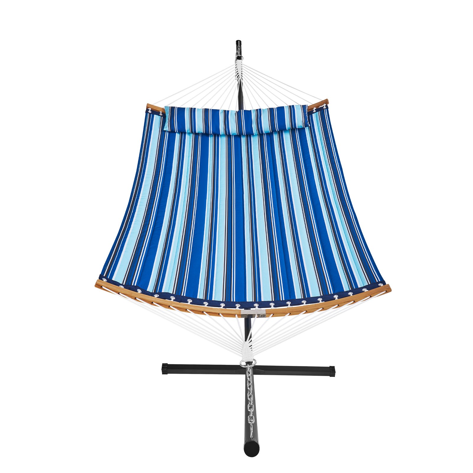 VEVOR Hamaca para dos personas con soporte, capacidad de carga de 500 libras, hamaca doble con barra curvada, almohada extraíble y bolsa de transporte portátil Hamaca independiente para exteriores