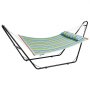 VEVOR Hamaca para 2 Personas con Soporte Capacidad de Carga de 217 kg Hamaca Doble con Soporte de Acero Portátil Bolsa de Transporte y Almohada Hamaca Independiente Para Patio, Playa, Rayas Verdes