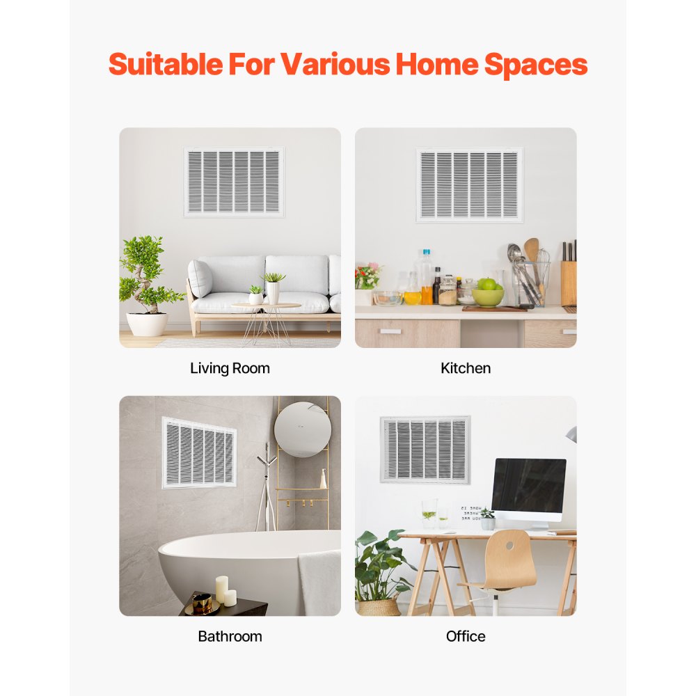 VEVOR ventilation grille 83x57.2x4 cm, suitable for installation opening of 75.5x50.5 cm, filter NOT included, exhaust grille for wall, return air grille made of steel