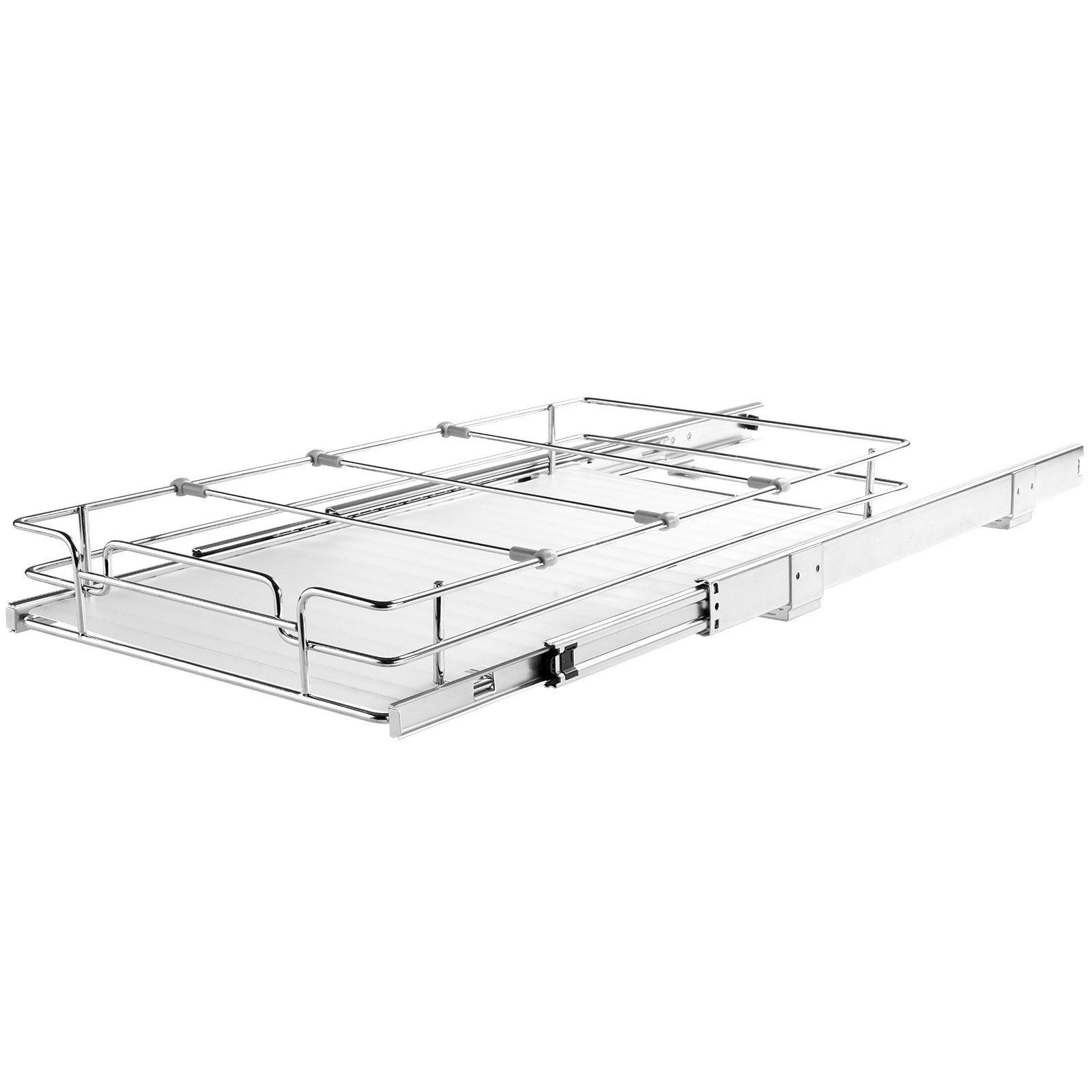 VEVOR Organizador Extraíble Debajo del Fregadero 310x533x85 mm Cesta Deslizante 1 Nivel de Acero Cromado Cajón Deslizante Carga de 13 kg Deslizamiento Suave, Tamaño de Instalación 340x563x185 mm