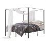 VEVOR Marco de Cama con Dosel de Tamaño King, Diseño de 4 Postes de Metal 2095 x 1930 x 1830 mm Soporte de Láminas de Acero Resistente Espacio de Almacenamiento Debajo, No Necesita Somier, Negro