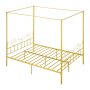 VEVOR Marco de Cama con Dosel de Tamaño Queen, Diseño de 4 Postes de Metal y Cabecero Minimalista Soporte de Láminas de Acero Resistente Espacio de Almacenamiento Debajo, No Necesita Somier, Dorado