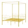 VEVOR Marco de Cama con Dosel de Tamaño Queen, Diseño de 4 Postes de Metal y Cabecero Minimalista Soporte de Láminas de Acero Resistente Espacio de Almacenamiento Debajo, No Necesita Somier, Dorado