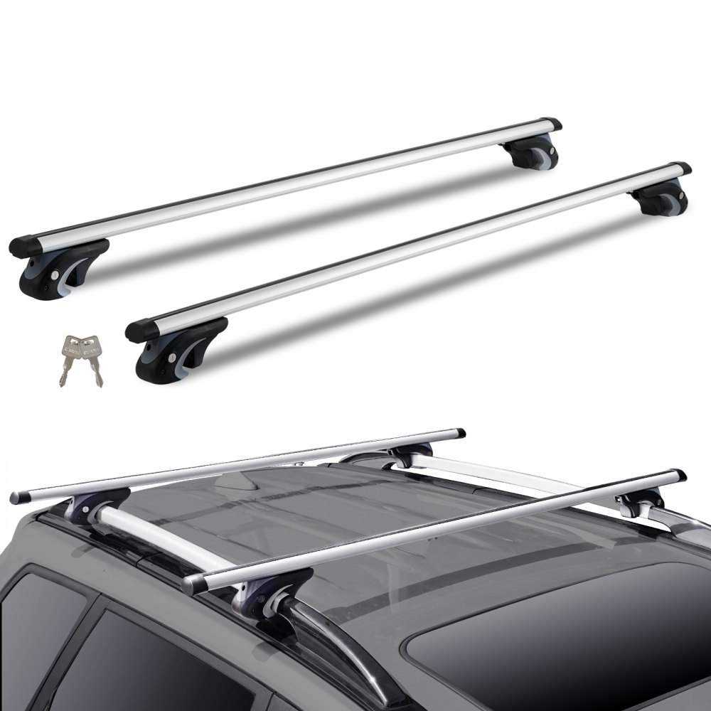VEVOR Barras Transversales de Techo Portaequipajes de Aluminio Compatibles con Rieles Laterales Elevados con Espacio para Distancia Interior entre los Rieles 19-101 cm, Diámetro del Tubo 28-68 mm