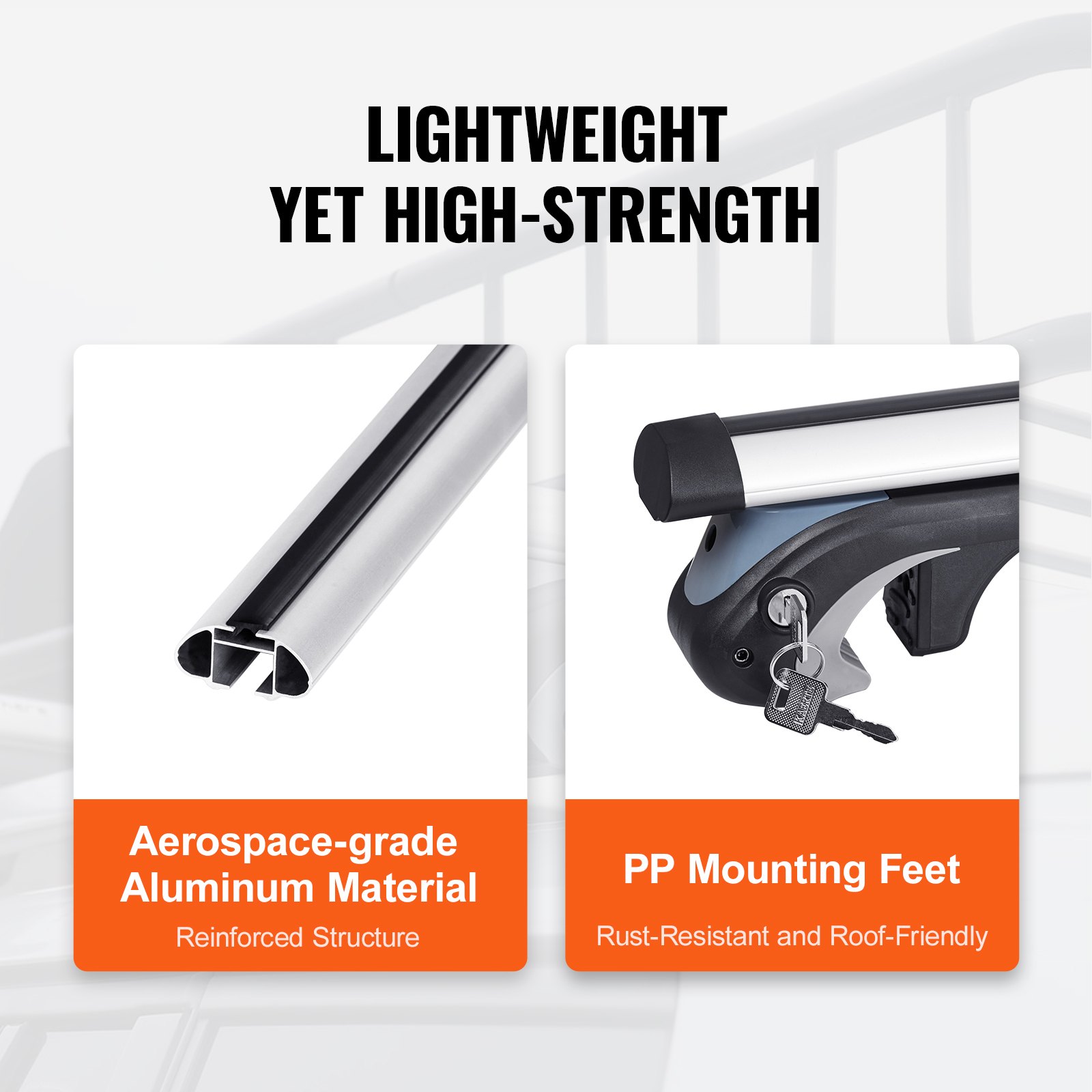 VEVOR Barras Transversales de Techo Portaequipajes de Aluminio Compatibles con Rieles Laterales Elevados con Espacio para Distancia Interior entre los Rieles 19-116 cm, Diámetro del Tubo 28-68 mm