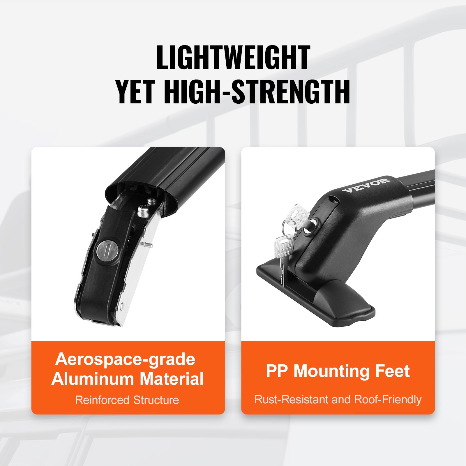 VEVOR Barras Transversales de Techo Portaequipajes de Aluminio Compatibles con Techos sin Riel Lateral Distancia Interior Compatible entre Canalones de 1050-1090 mm Capacidad de Carga de 70 kg