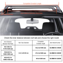 VEVOR Barras Transversales de Techo Portaequipajes de Aluminio Compatibles con Rieles Laterales Ranurados sin Espacio Apto para Distancia Interior entre Rieles 117-123 cm y Tamaño de Tubo 20-50 mm