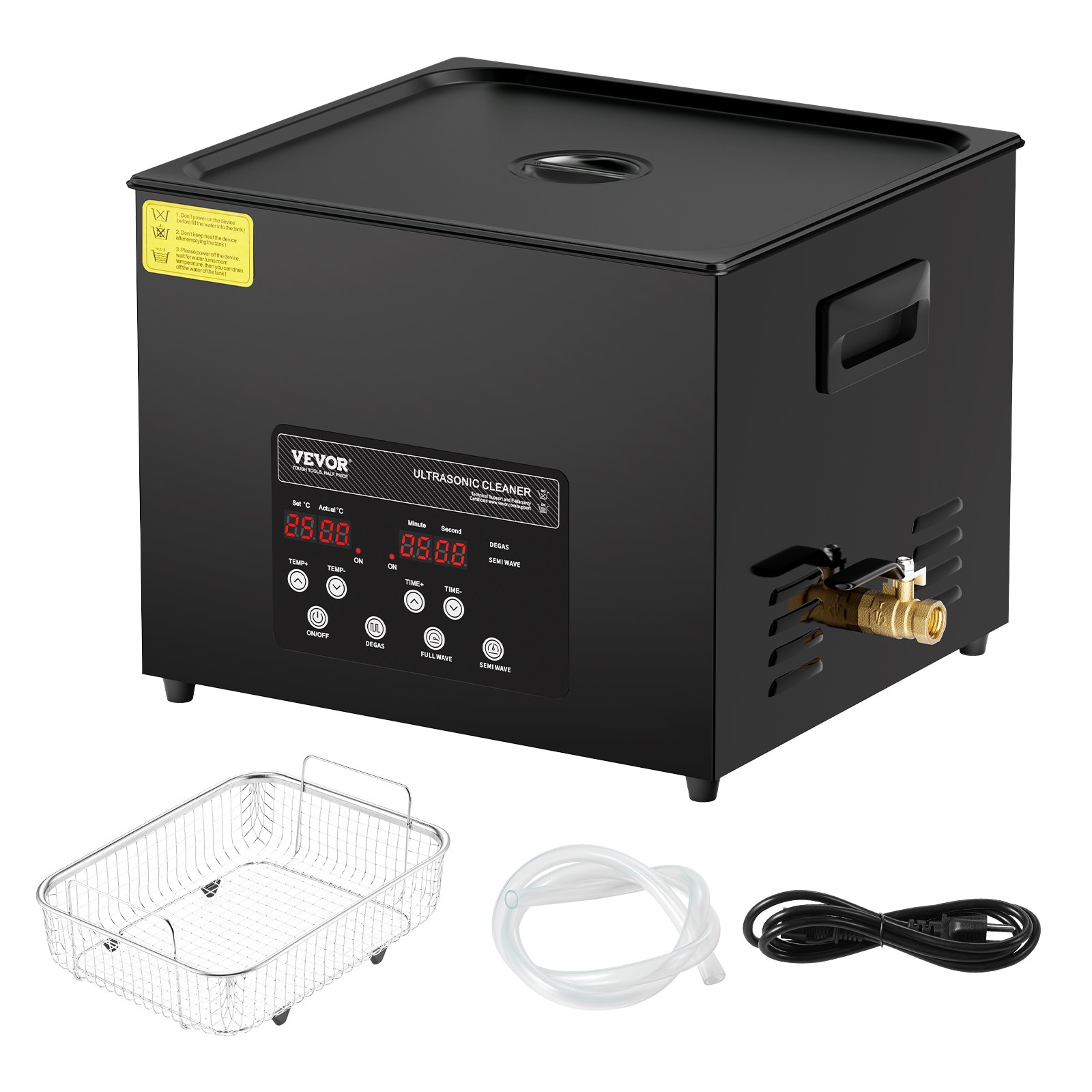VEVOR Limpiador Ultrasónico 15 L Máquina de Limpieza Ultrasónica Digital 360 W Modo Suave y Desgasificación Mejorada 40 kHz con Calentador y Temporizador para Retenedores, Joyas, Herramientas