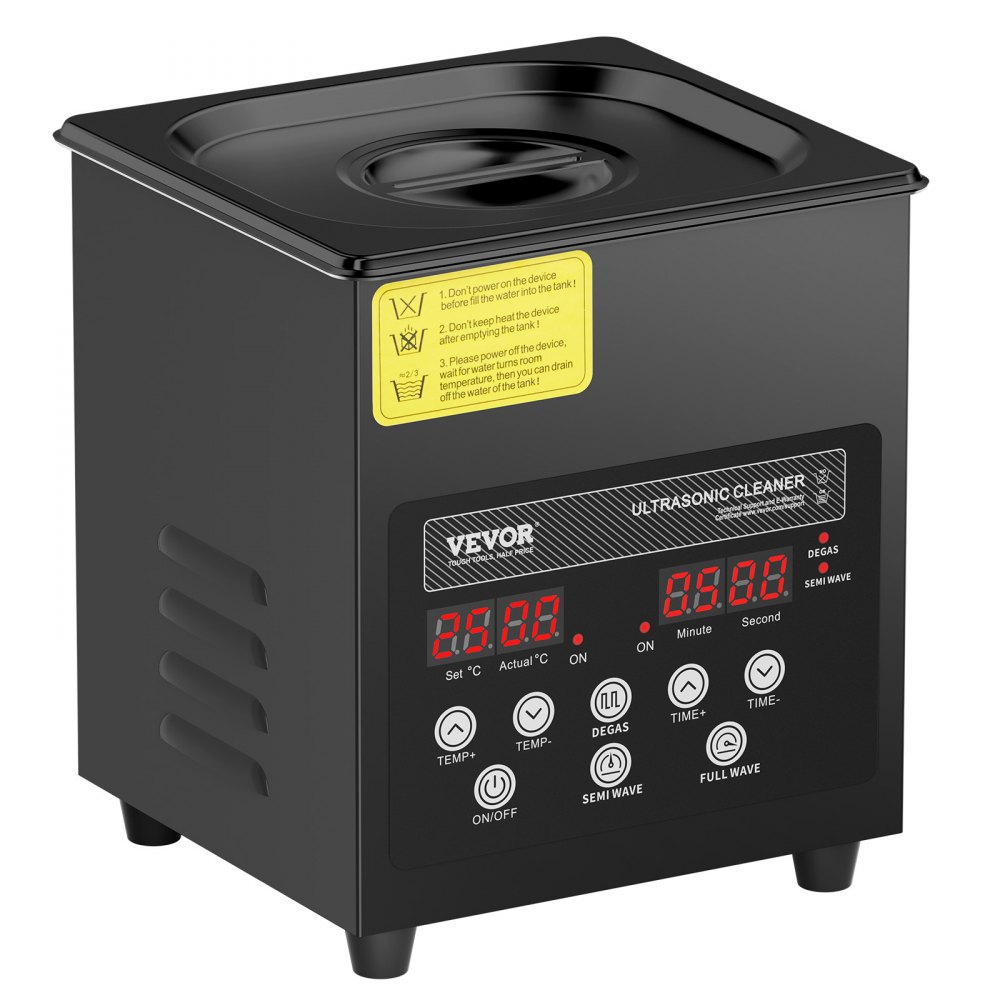 VEVOR Limpiador Ultrasónico, 60 W Máquina de Limpieza Sónica Digital de 2 L con Modo Suave y Desgasificación Mejorada, Calentador y Temporizador para Joyas, Gafas, Herramientas y Retenedores
