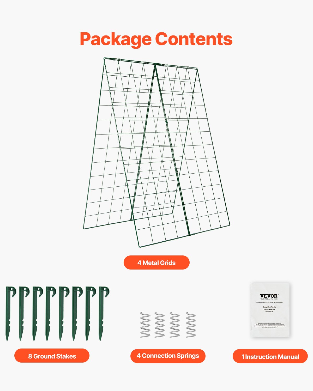 VEVOR Enrejado para Pepinos para Plantas Trepadoras 117 x 84 cm Juego de Enrejado de Pepino Plegable con Clip para Plantas, Enrejado de Metal para Jardines Elevados para Tomates, Pepinos, Verde