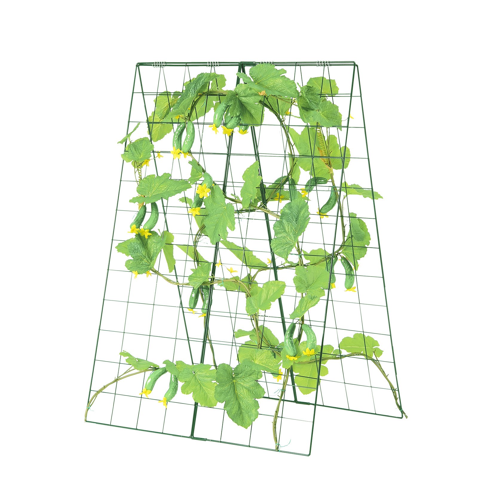 VEVOR Enrejado para Pepinos para Plantas Trepadoras 117 x 84 cm Juego de Enrejado de Pepino Plegable con Clip para Plantas, Enrejado de Metal para Jardines Elevados para Tomates, Pepinos, Verde