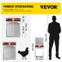 VEVOR Puerta Automática para Gallinero Hierro Galvanizado Abridor de Gallinero Totalmente Automático con Sensor de Luz y Temporizador 27,9x40,6cm Abridor de Puerta de Pollos Resistente al Agua Gris