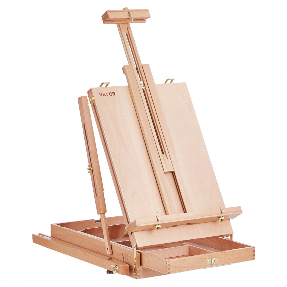 VEVOR Caballete Francés con Capacidad para Lienzos de hasta 865mm Caballete Plegable de Madera de Haya con Cajón, Paleta y Correa, Ángulo y Altura Ajustables, Caballete Portátil para Pintura Artística