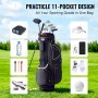 Bolsa para carrito de golf VEVOR con diseño de 11 bolsillos para guardar accesorios de golf en un exuberante campo verde.