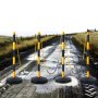 VEVOR Poste de Tráfico 4 Piezas Poste Límite con Base Rellenable Cono de Tráfico de Altura Ajustable Cadena Larga 2,4 m para Control de Tráfico Sitio de Construcción Estacionamiento, Amarillo y Negro