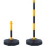 VEVOR Poste de Tráfico 4 Piezas Poste Límite con Base Rellenable Cono de Tráfico de Altura Ajustable Cadena Larga 2,4 m para Control de Tráfico Sitio de Construcción Estacionamiento, Amarillo y Negro