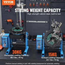 VEVOR Posicionador de soldadura rotativo 30 kg, placa giratoria de posicionamiento 0-90° 1-12 RPM 80 W, soporte de antorcha de soldadura con mandril de torno de 3 mordazas para cortar, esmerilar