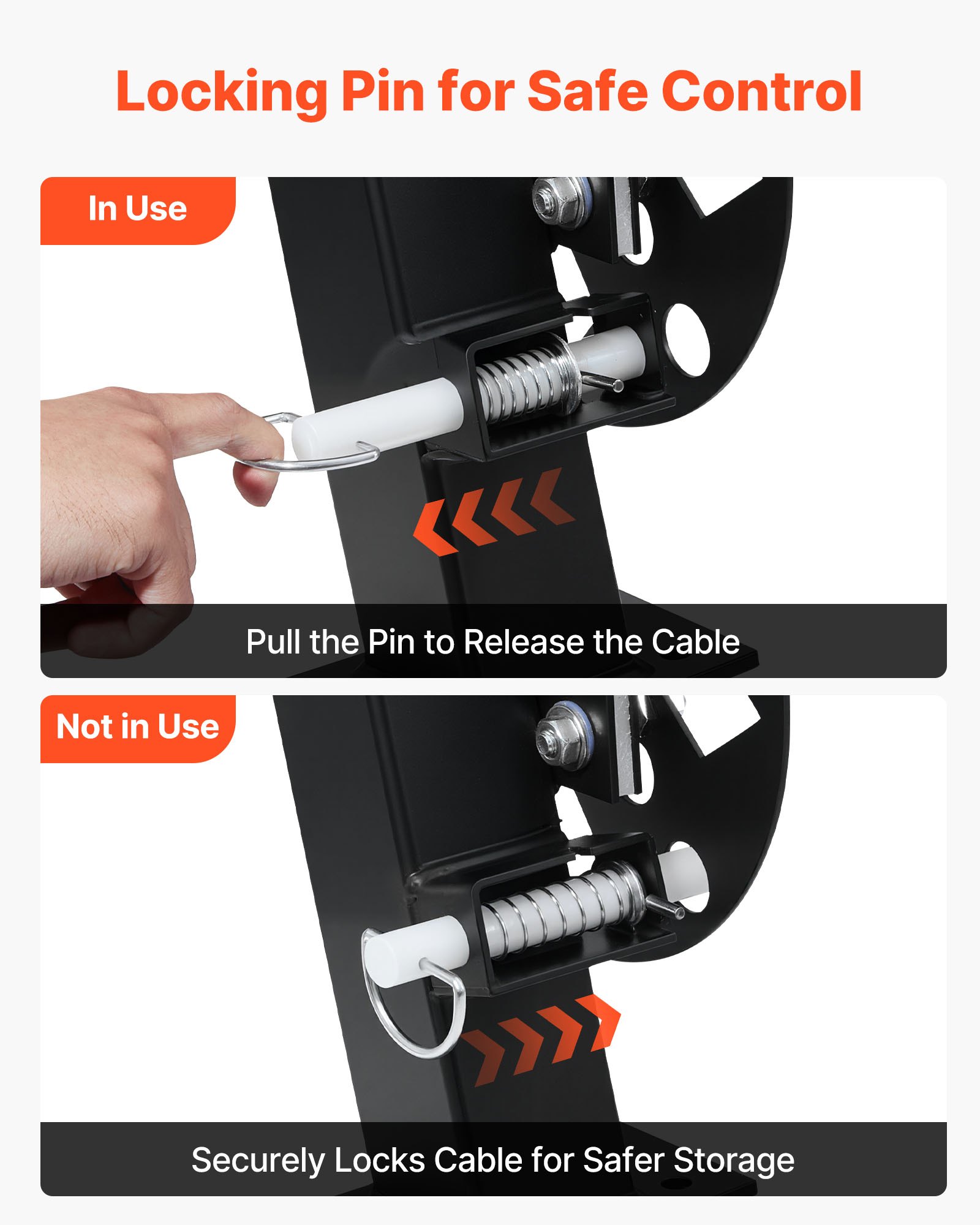 VEVOR Carrete de Cable de Soldadura, Juego de 2, Enrollador de Manguera de Acero para 45,7 m (50 mm²) y 38 m (70 mm²), con Pasador de Bloqueo para Obras, Camiones de Servicio y Mantenimiento de Flotas