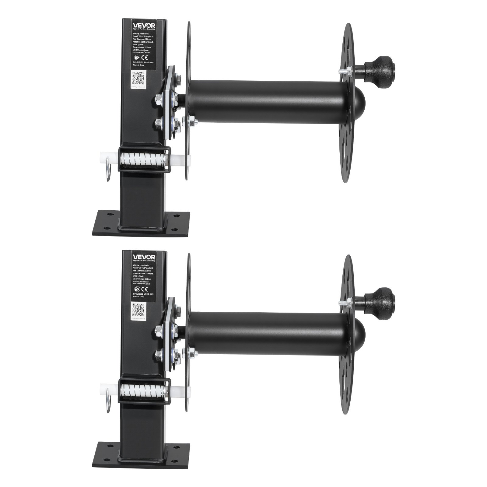 VEVOR Carrete de Cable de Soldadura, Juego de 2, Enrollador de Manguera de Acero para 45,7 m (50 mm²) y 38 m (70 mm²), con Pasador de Bloqueo para Obras, Camiones de Servicio y Mantenimiento de Flotas